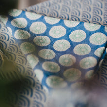 Load image into Gallery viewer, Folded blue Valentine Indian block print napkin