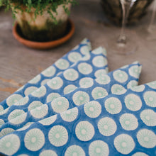 Load image into Gallery viewer, Folded blue Valentine Indian block print napkins
