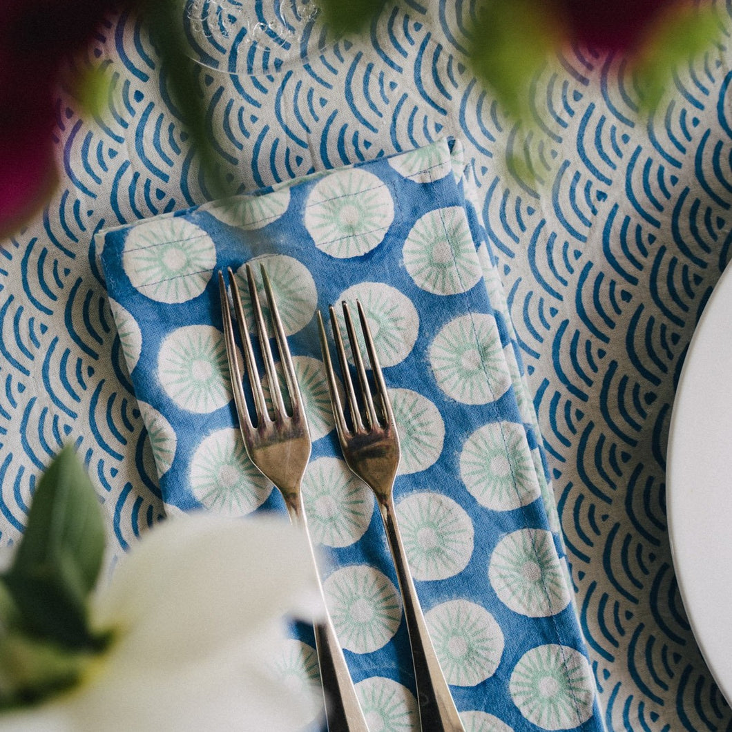  Blue Valentine Indian block print napkins